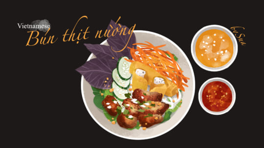 bun-thit-nuong Bún thịt nướng food illustration